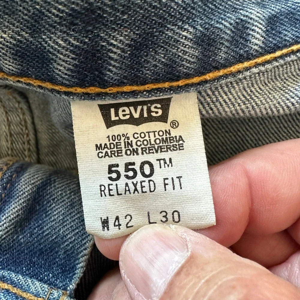 VTG Levi Strauss 550 Jeans Men W42 L30 Relaxed Medium Blue Denim GUC